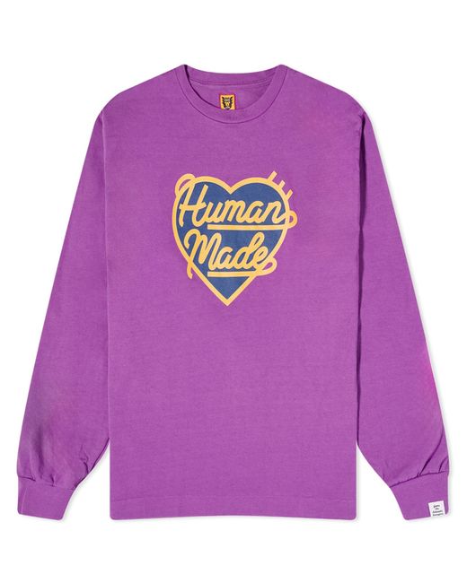 Human Made Purple Long Sleeve Large Heart T-Shirt for men