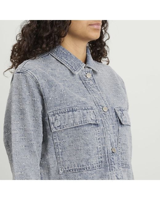 GOOD AMERICAN Blue Crystal Denim Jacket