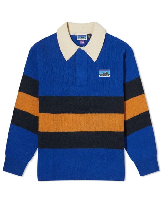 Patagonia Blue 50th Anniversary Recycled Wool Rugby Knit