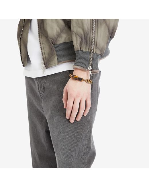 Dries Van Noten Tiger Eye And Chain Bracelet in Brown for