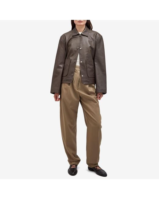 Rohe Brown Patch Leather Jacket