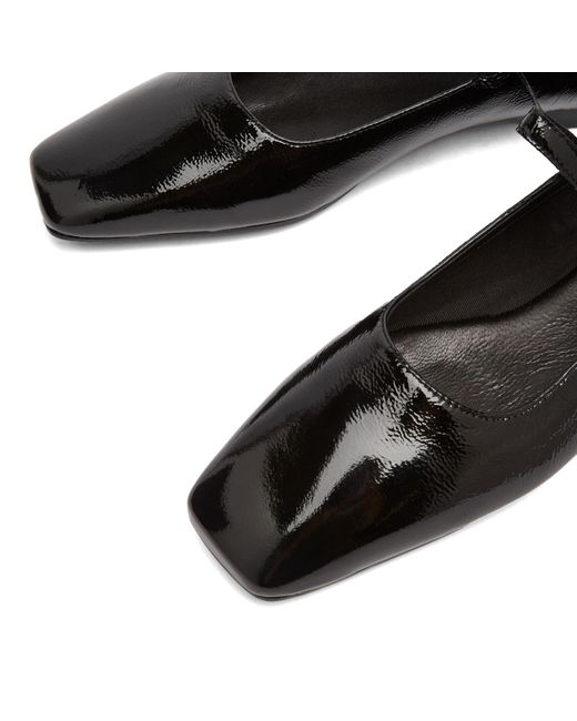 Vagabond Black Delia Square Toe Leather Ballet Shoes