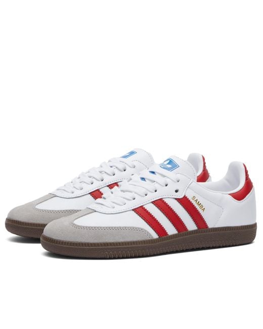 Adidas White And Better Scarlet Samba Og Trainers
