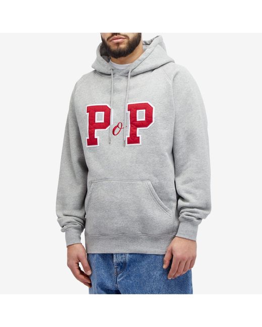 Pop Trading Co. Gray College P Hooded Sweat for men