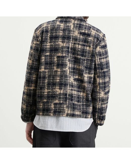 Universal Works Gray Patch Check Fleece Rams Jacket for men