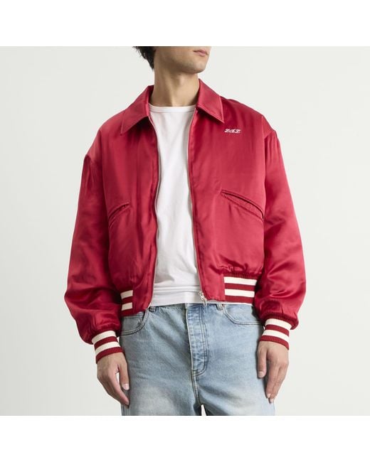 Second/Layer Red Second Layer Aces Satin Club Souvenir Jacket for men