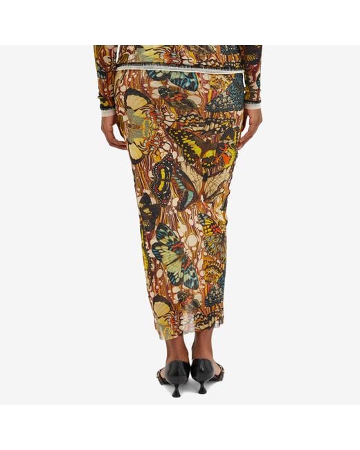 Jean Paul Gaultier Metallic Butterfly Mesh Maxi Skirt