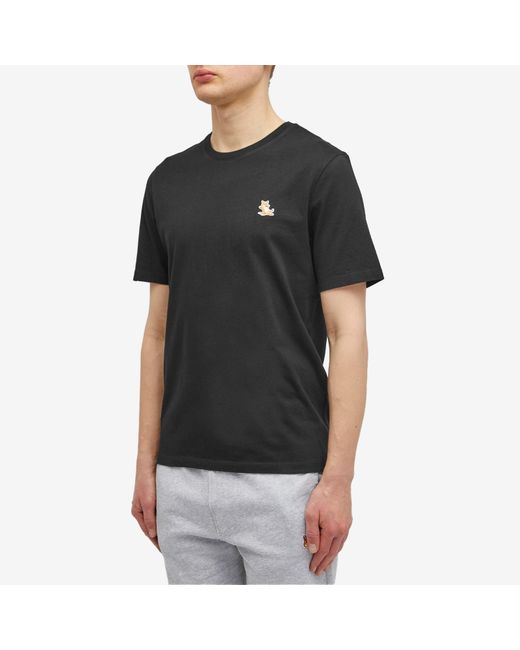Maison Kitsuné Black Chillax Fox Patch Regular T-Shirt for men