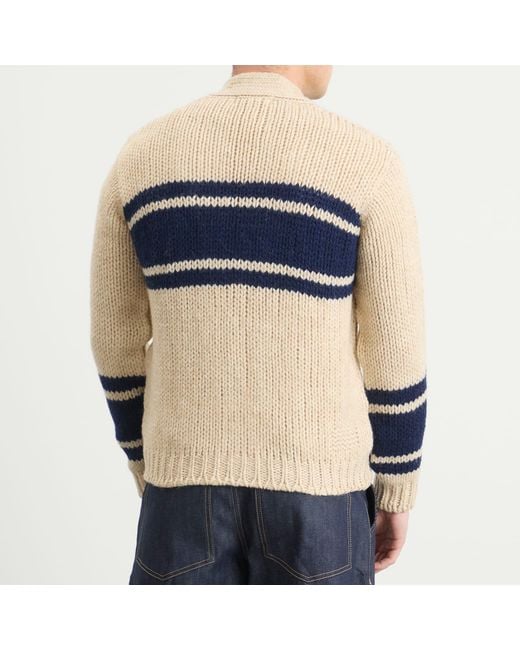 Universal Works Blue Langdale Chunky Knit Cardigan for men