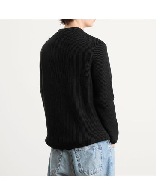 C P Company Black Full Rib Crew Neck Jumper for men