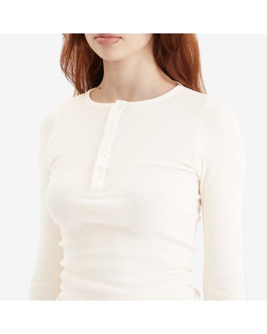 Auralee White Organic Soft Rib Pullover