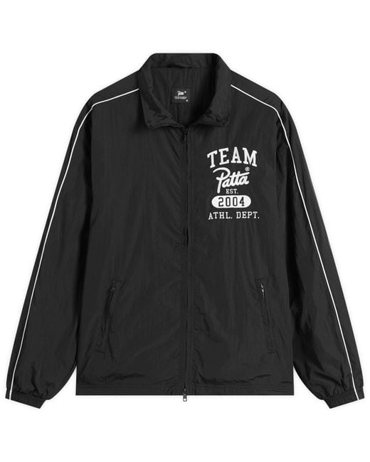 PATTA Black Athletic Nylon Track Jacket for men