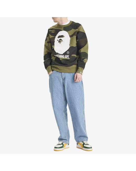 A Bathing Ape Green Giant 1St Camo By Bathing Ape Crew Sweatshirt for men