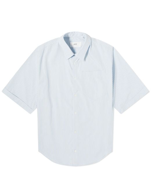 AMI Blue Stripe Boxy Short Sleeve Shirt for men