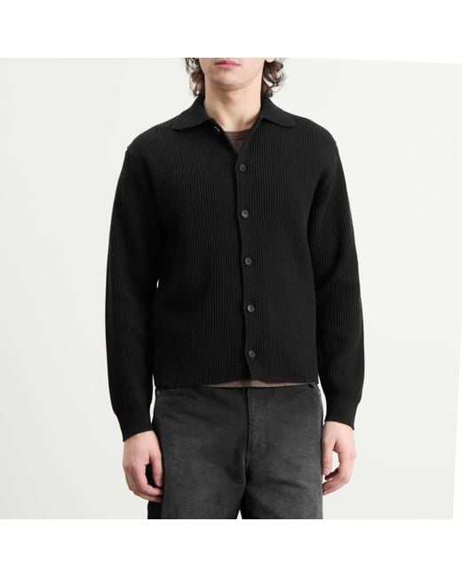 AURALEE Rib Knit Cardigan in Black for Men | Lyst UK