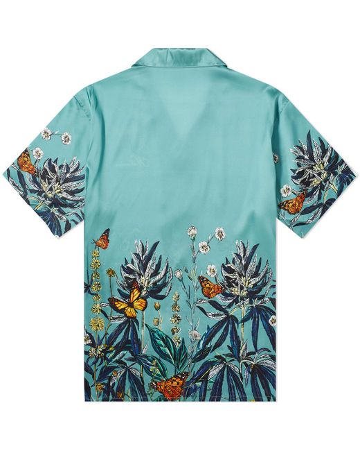 NAHMIAS Blue Botanical Silk Vacation Shirt for men