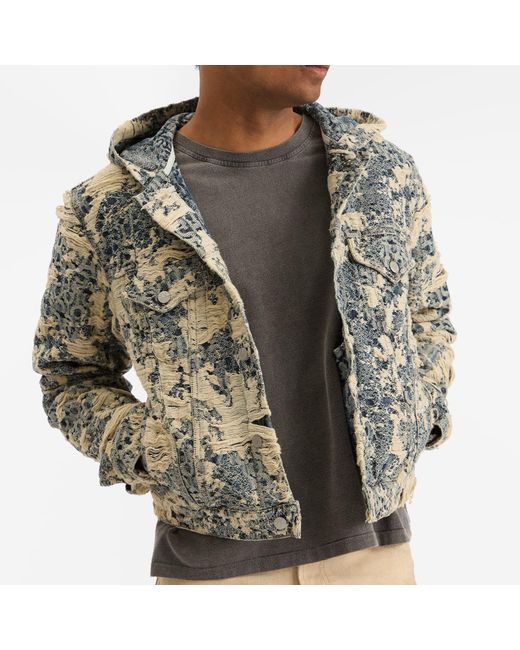 Acne Multicolor Distressed Monogram Hooded Jacket for men
