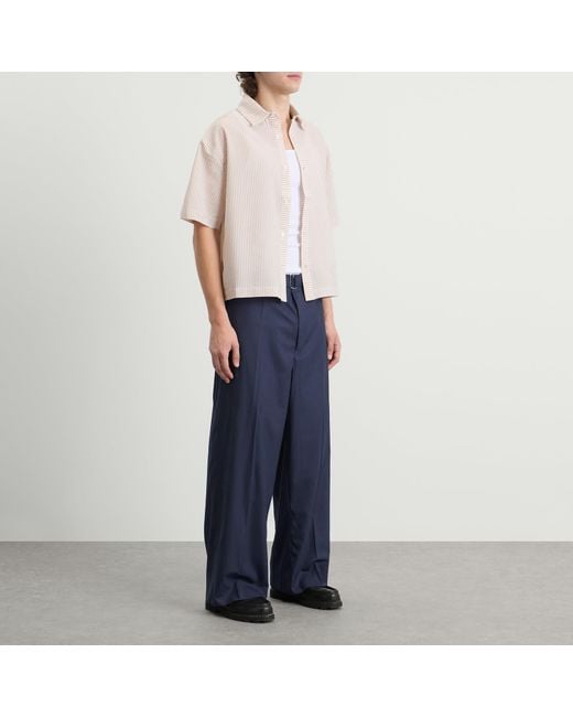About Blank Blue Relaxed Belted Trousers for men