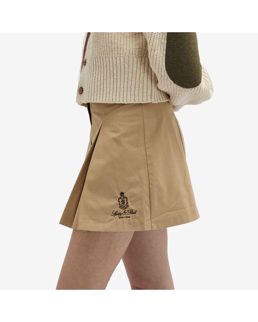Sporty & Rich Vendome Double Pleat Skirt in Natural | Lyst UK