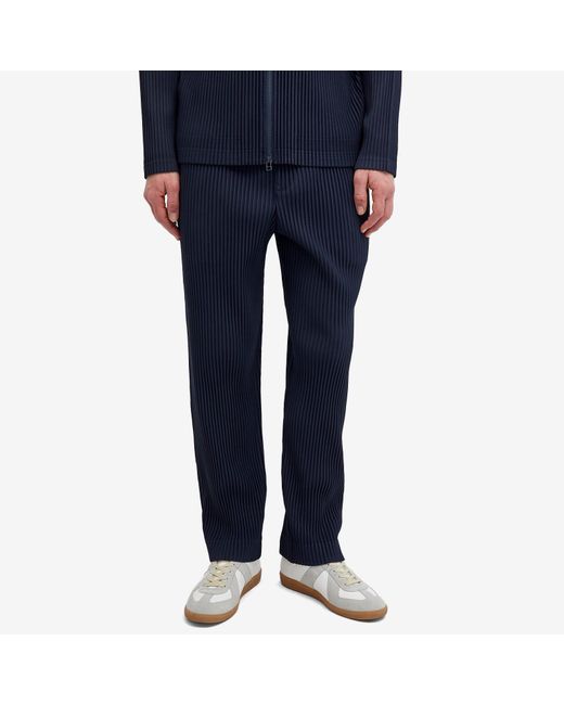 Homme Plissé Issey Miyake Blue Pleated Straight Leg Trousers for men