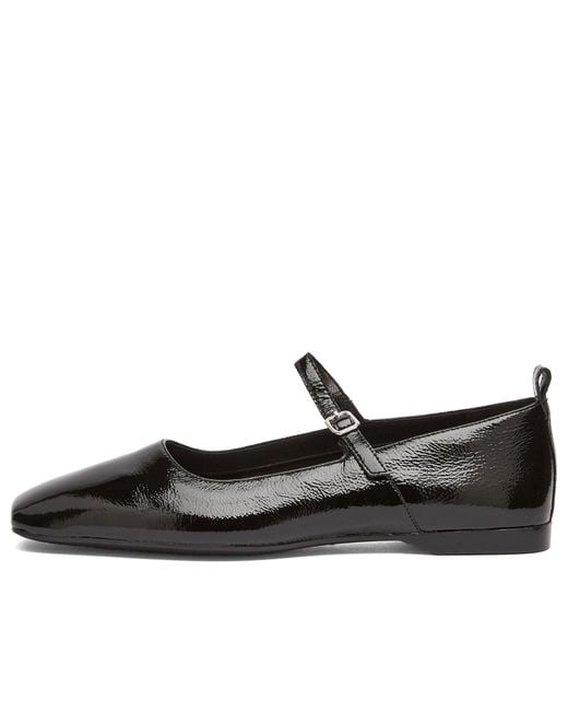 Vagabond Black Delia Square Toe Leather Ballet Shoes