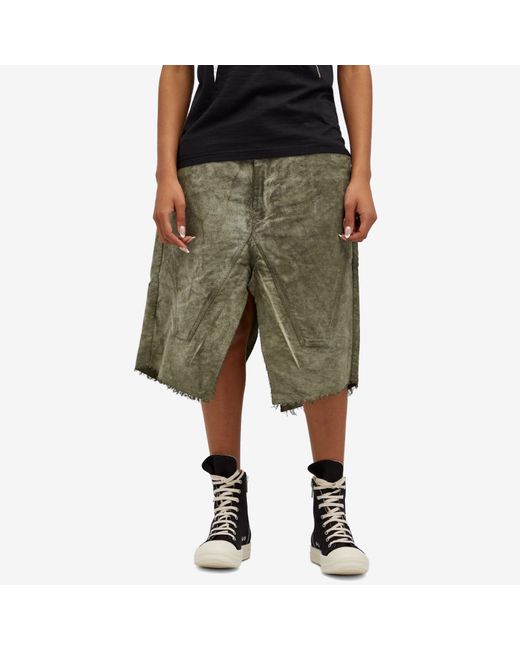 Rick Owens Green Denim Midi Skirt