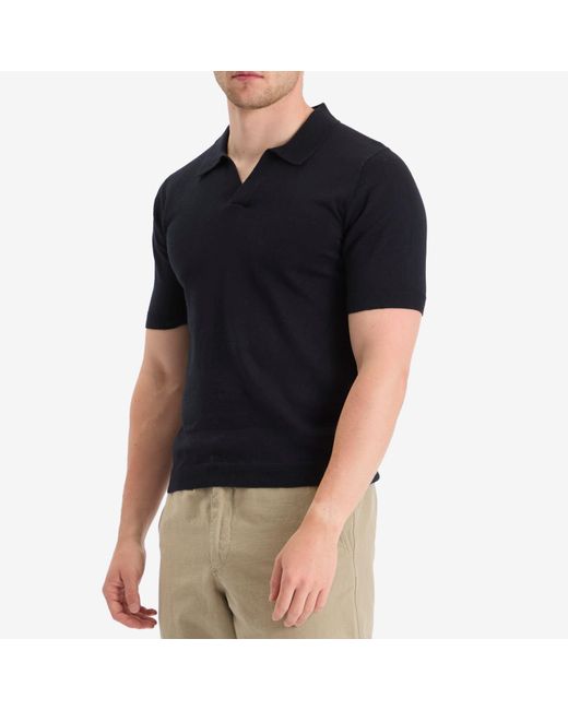 Norse Projects Blue Leif Cotton Linen Polo for men