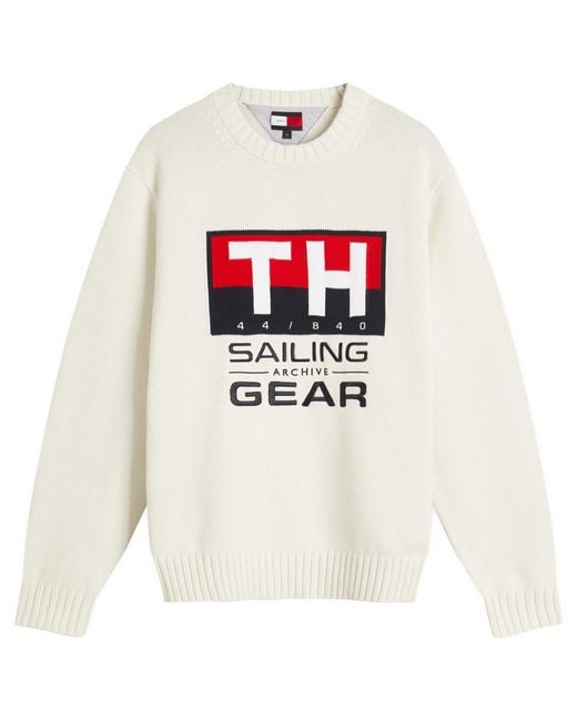 Tommy Hilfiger White Gi Sailing Crewneck Knit Sweater for men