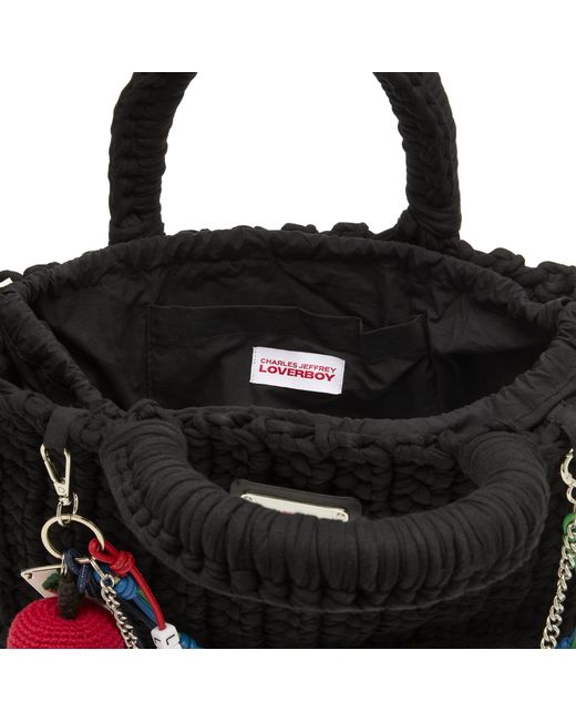 Charles Jeffrey Black Apple Charm Bucket Bag