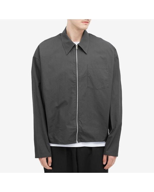 Acne Gray Soverio Cotton Poplin Zip Overshirt for men