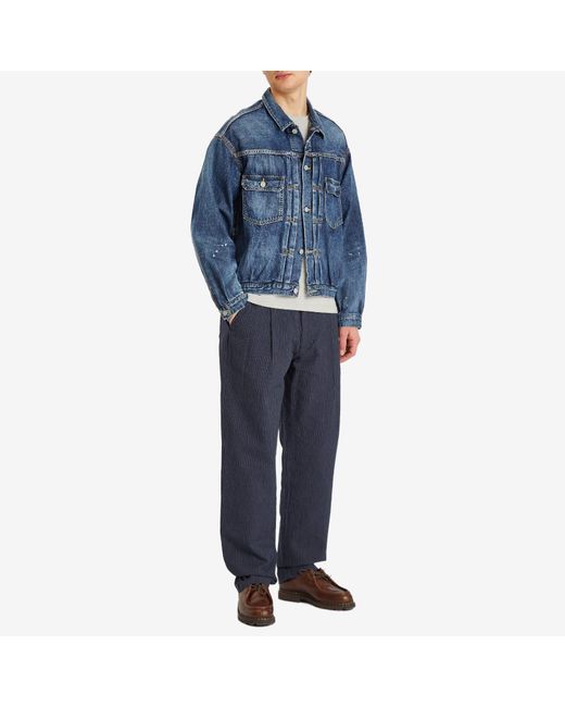 Oliver Spencer Blue Orton Pleated Trousers for men
