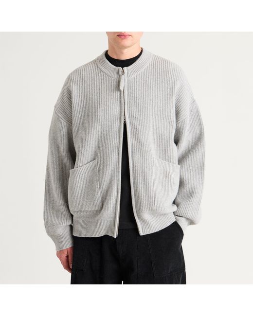 FRIZMWORKS Gray Wool Deck Zip Cardigan for men