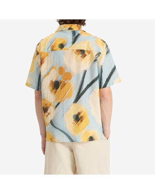 Wax London Blue Didcot Abstract Applique Vacation Shirt for men