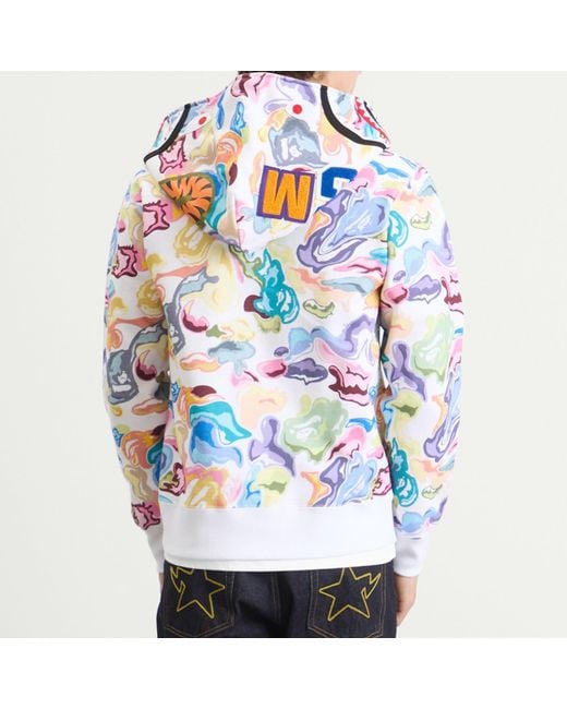 A Bathing Ape Blue Art Camo Shark Zip Hoodie for men