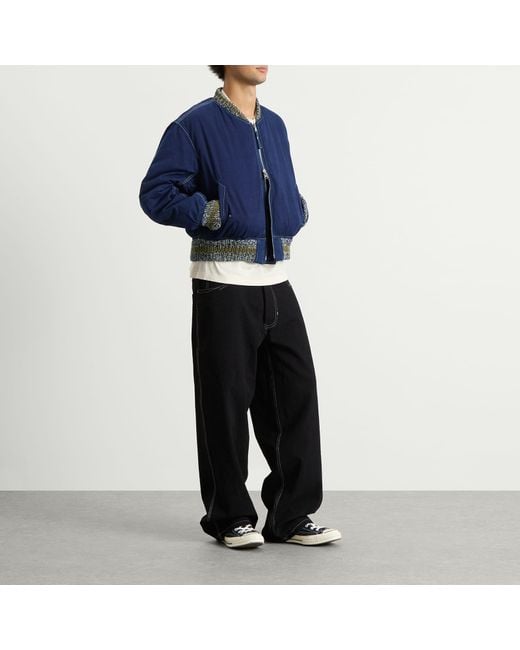 STORY mfg. Blue Story Mfg Seed Printed Wonky-Wear Bomber for men