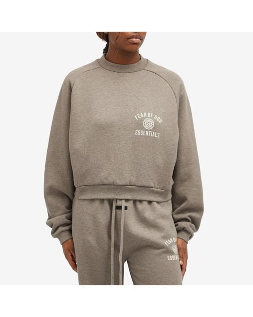 Fear Of God Gray Fleece Cropped Crew Sweatshirt