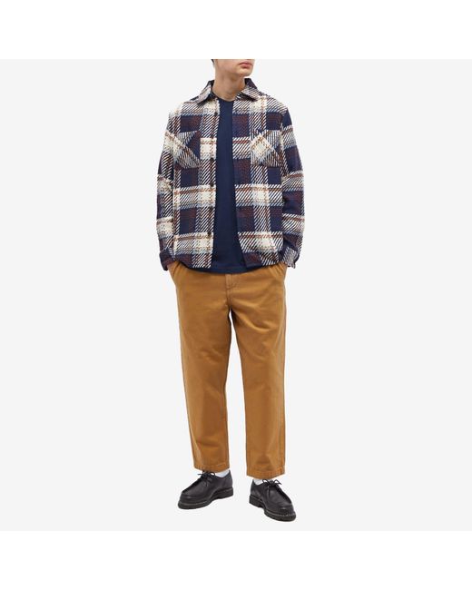 Wax London Blue Astro Check Whiting Overshirt for men
