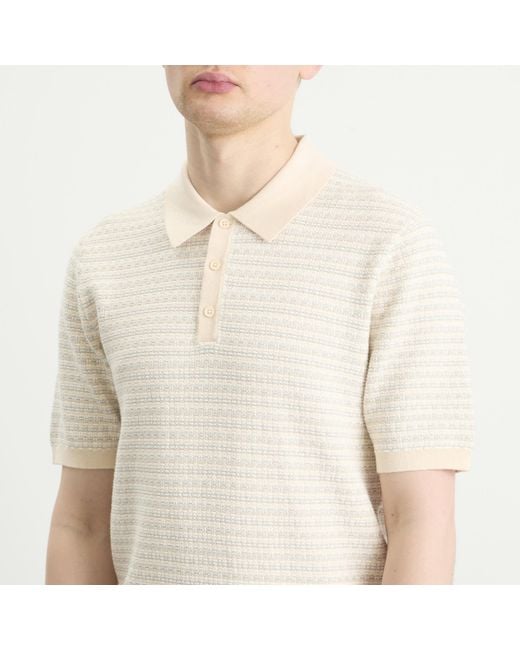Wax London Natural Naples Mini Geo Knit Polo for men