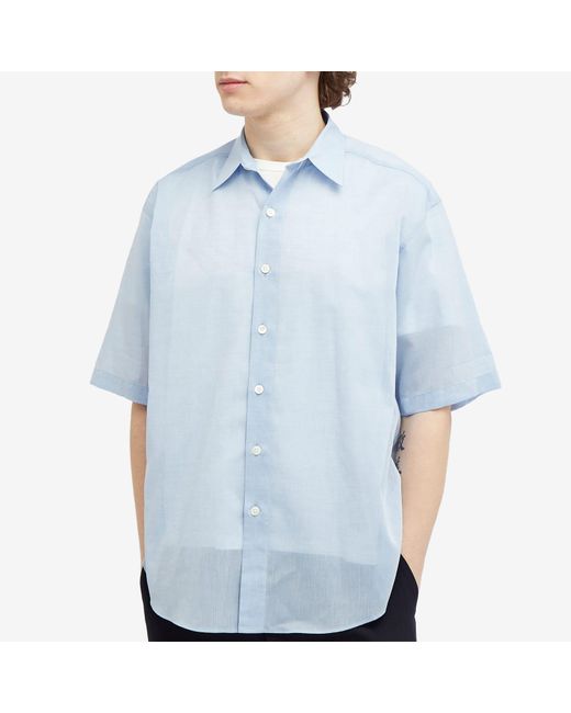 Auralee Blue Finx Short Sleeve Shirt for men