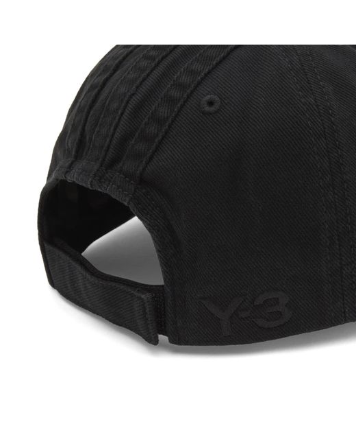 Y-3 Black Distressed Stripe Cap for men