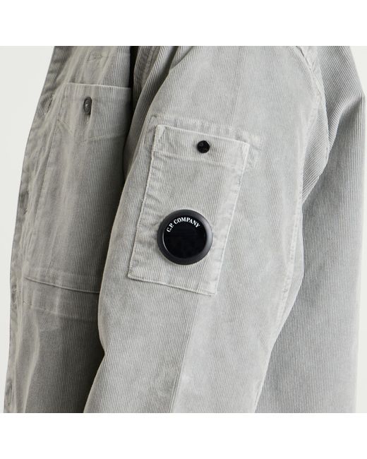 C P Company Gray Corduroy Lens Overshirt for men
