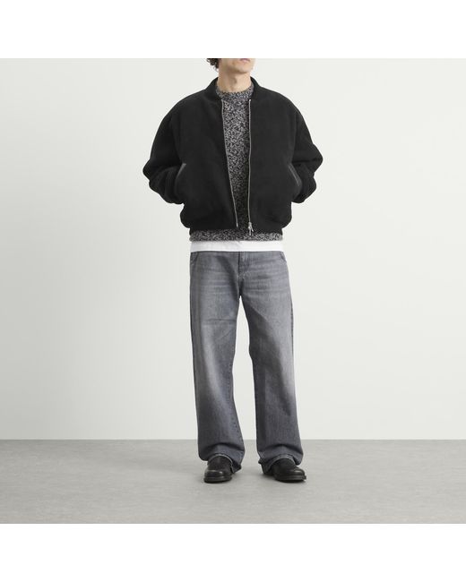 Studio Nicholson Black Shearling Leather Bomber Jacket for men
