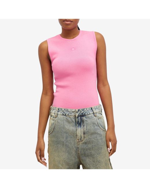 MARINE SERRE Pink Core Knitted Vest Top