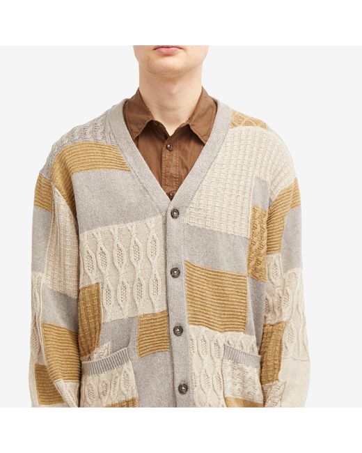 Beams Plus Natural Patchwork Cardigan for men