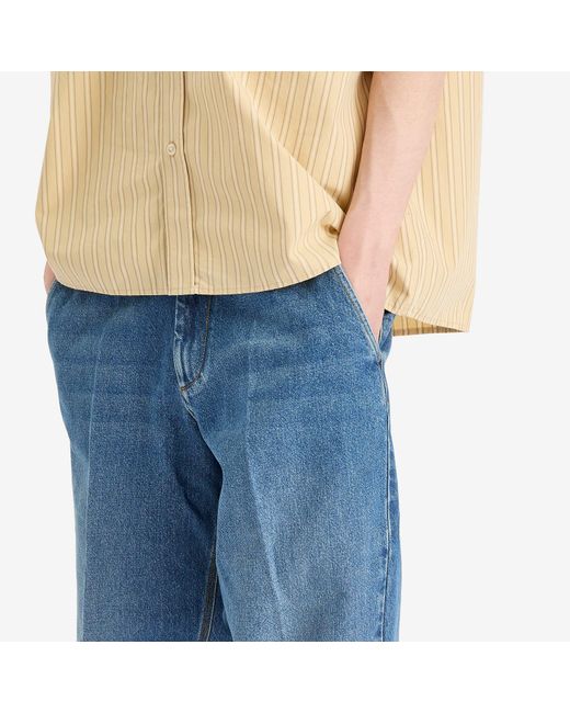 Forét Blue Clay Creased Denim Trousers for men