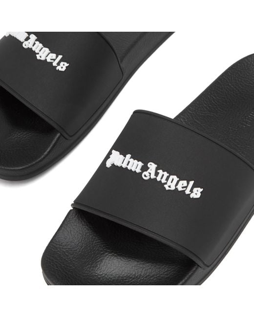 Palm Angels Black Classic Logo Pool Slide