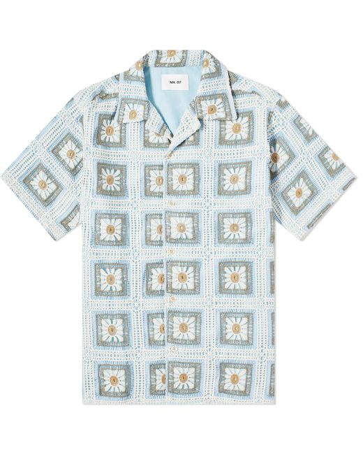 NN07 Blue Julio Crochet Vacation Shirt for men