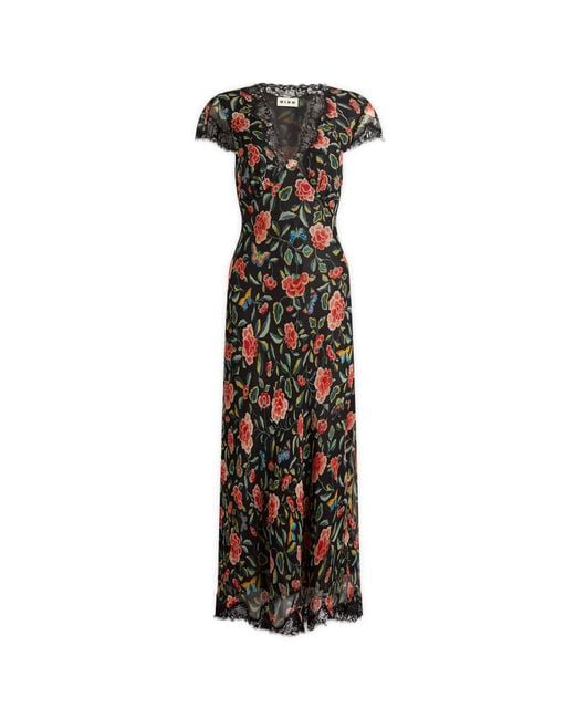 RIXO London Women's Black Clarice Midi Butterfly Floral Dress