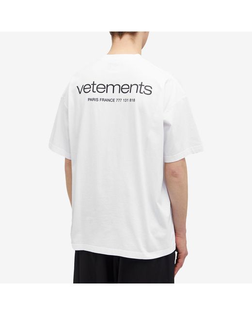 Vetements White Urban Logo T-Shirt for men