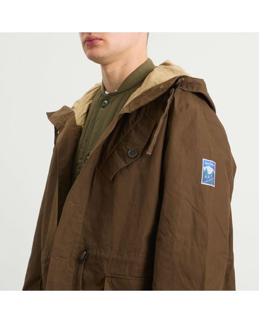 Universal Works Brown British Waxed Cotton Boston Parka for men